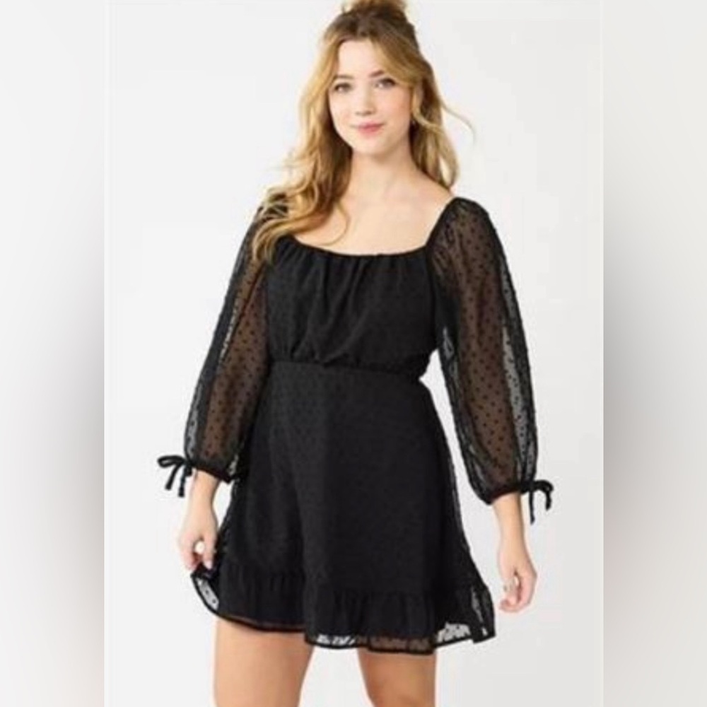 Juniors' Girls Speechless 3/4 Sleeve Mini Chiffon Dress XXL, Black